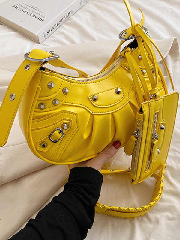 Rivet Heavy Industry Plissierte Schultertasche/Unterarmtasche Umhängetasche 