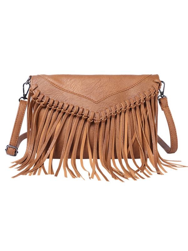 Envelope Tassel Hobo Bag – interior view with zippered closure
