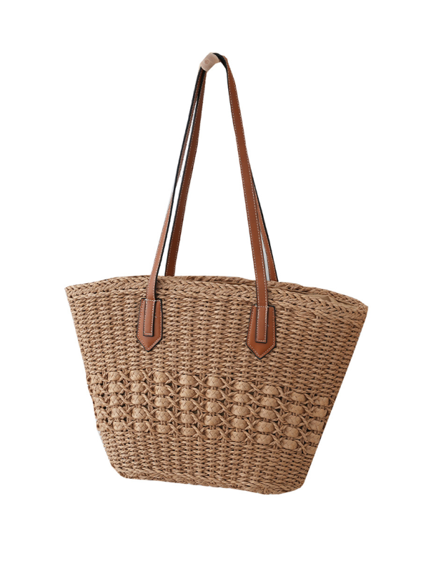 Neue Strohtasche zum Umhängen, lässig-modisch, ideal für Strandurlaub, geräumige Handtasche/Tragetasche 