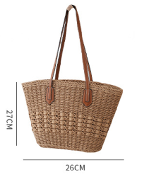 Neue Strohtasche zum Umhängen, lässig-modisch, ideal für Strandurlaub, geräumige Handtasche/Tragetasche 