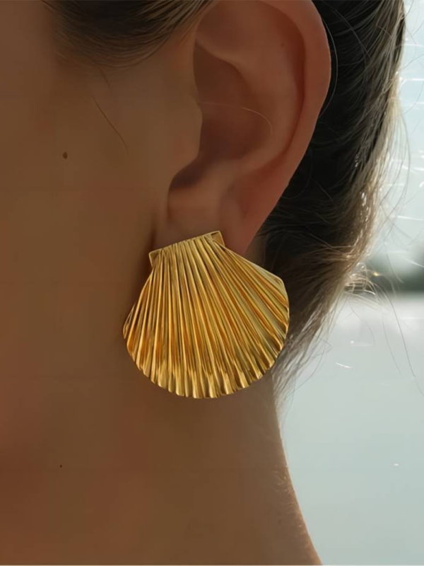 Ocean Series Shell Stud Earrings – worn on model