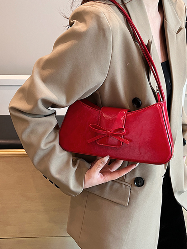 Bowknot underarm shoulder bag small square handbag – detail view