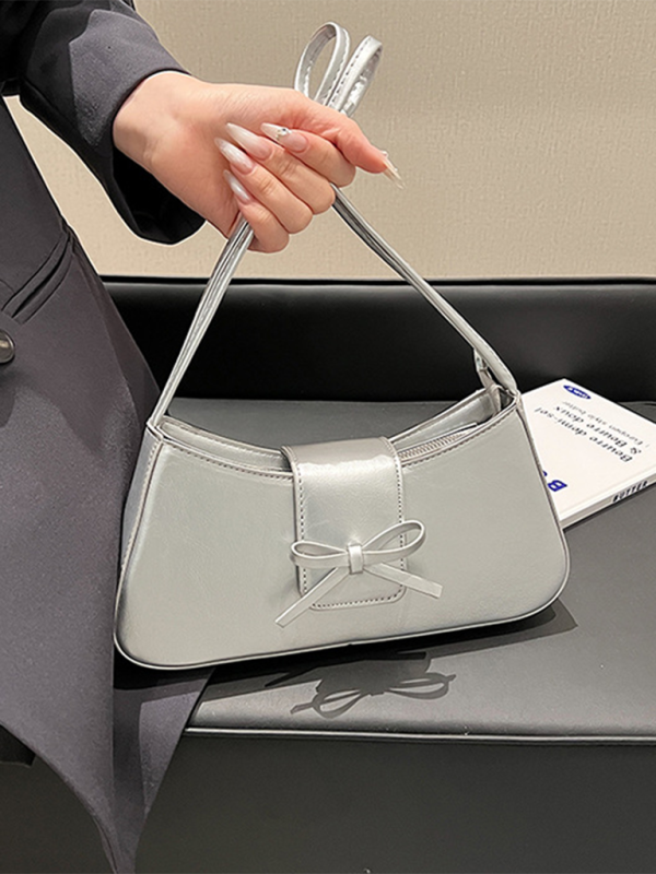 Bowknot underarm shoulder bag small square handbag – texture view