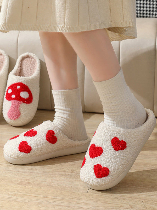 Pantoufles d'intérieur chaudes et moelleuses en coton pour Noël et la Saint-Valentin 