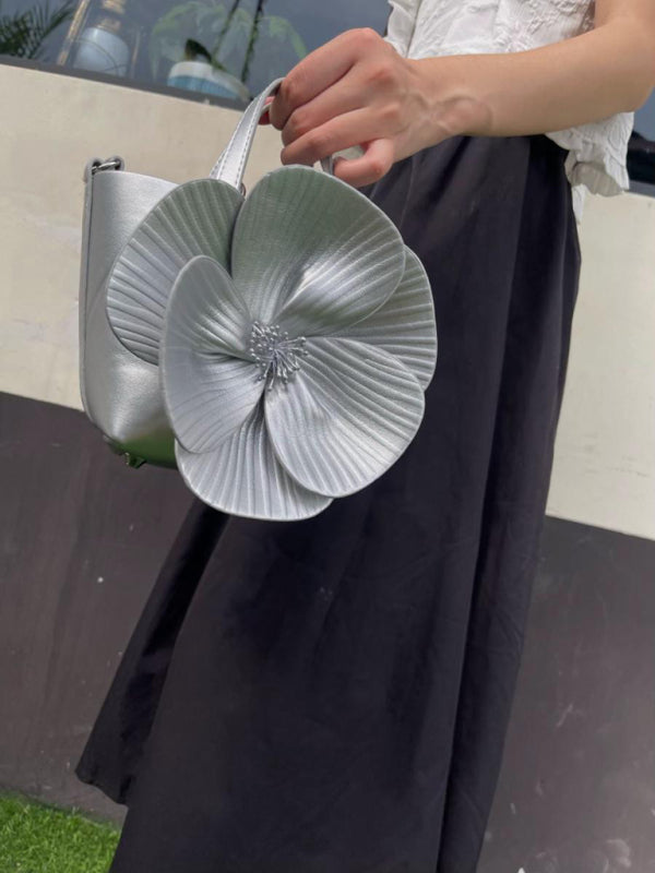 Sac à main à fleurs créatif, bandoulière chaîne 