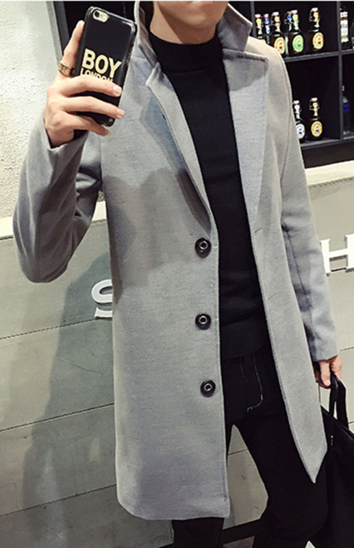 Men's Long Woolen Coat