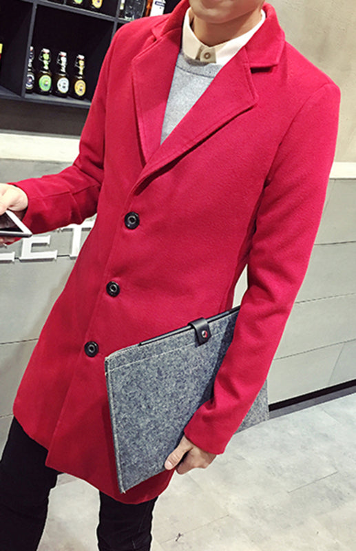 Men's Long Woolen Coat