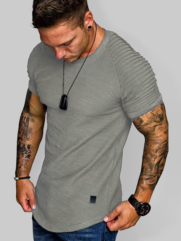 Men's Short Sleeve T-Shirt Muscle Fitted T Shirt Gym Workout Athletic Tee