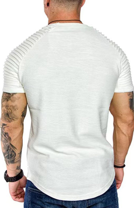 Herren T-Shirt mit kurzen Ärmeln, figurbetontes Muskelshirt, für Fitnessstudio, Workout, sportliches T-Shirt 