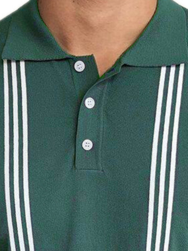 Grün gestreiftes, kurzärmliges Poloshirt mit Slim Fit 