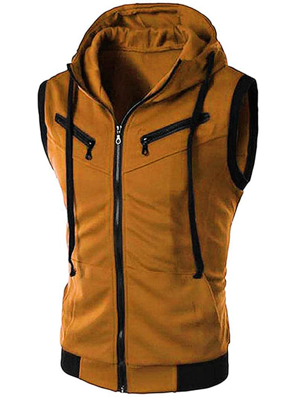 Men's Hooded Sleeveless Vest Solid Color Casual Slim Vest – lifestyle view
