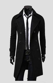 Manteau simple en laine croisé pour homme 