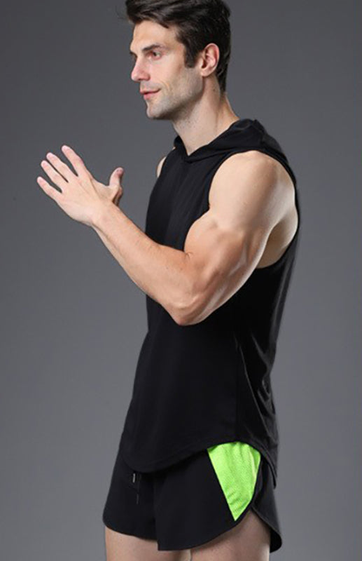 Men's Hooded Woven Polyester Sports Vest – detail view
