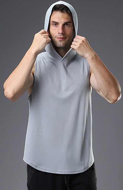 Men's Hooded Woven Polyester Sports Vest – back view