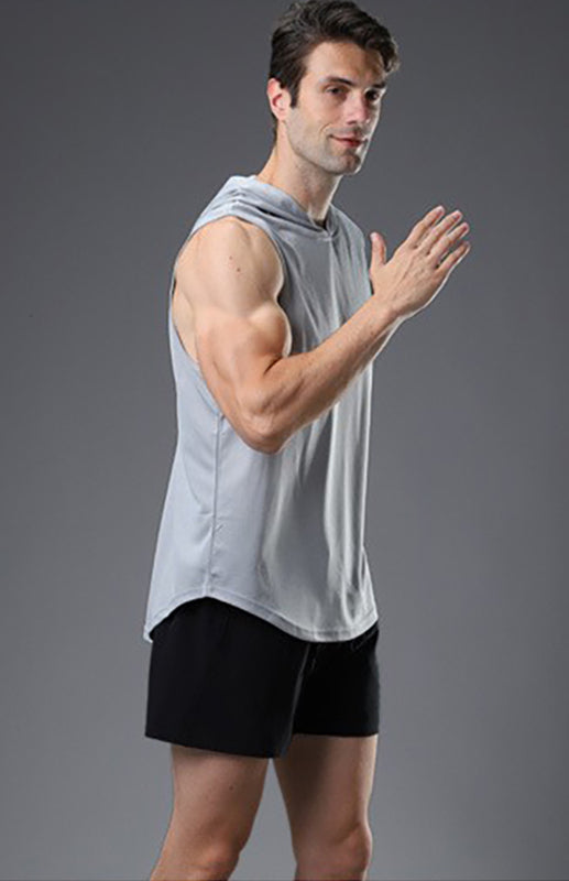 Men's Hooded Woven Polyester Sports Vest – side view