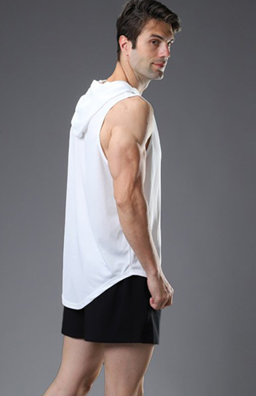 Men's Hooded Woven Polyester Sports Vest – lifestyle view