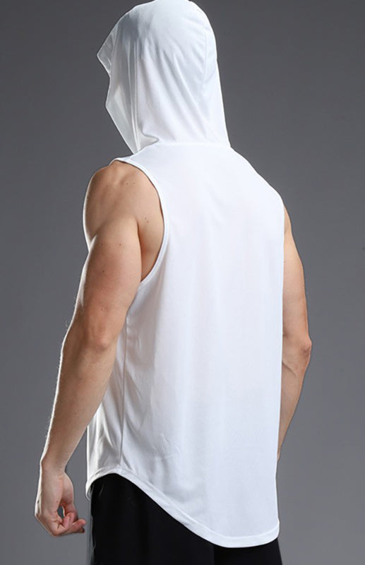 Men's Hooded Woven Polyester Sports Vest – detail view