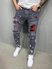 Jean en denim uni légèrement élastique, mélange de coton, avec poches en biais 