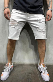 Herrenmode Mid Waist Ripped Slim Short Jeans 