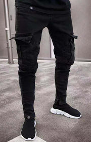 Jeans cargo en maille style streetwear pour hommes 