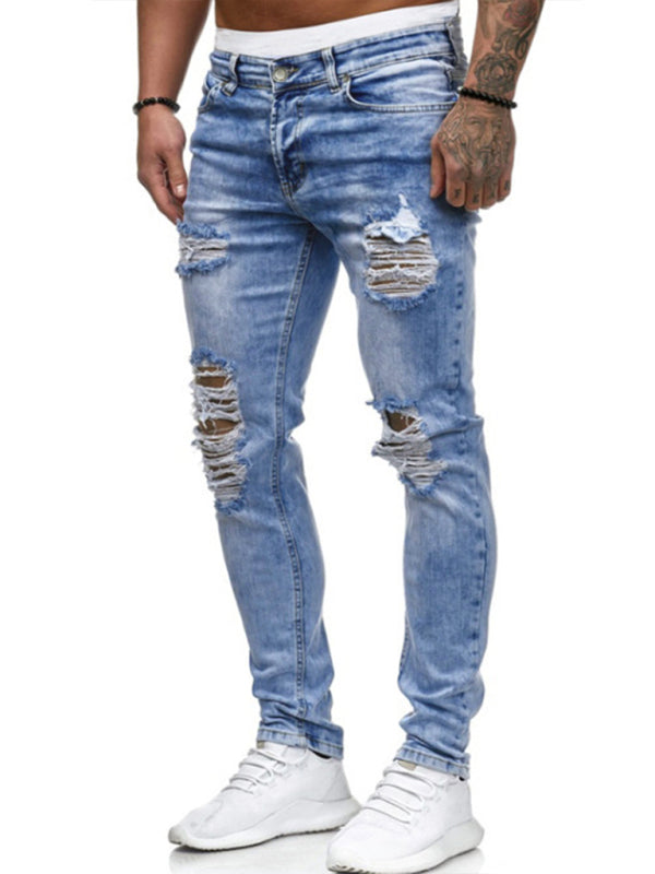 Men's Fashion Frayed Slim Fit Long Jeans