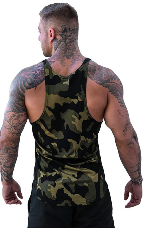 Débardeur sans manches pour homme, imprimé camouflage, respirant et à séchage rapide 