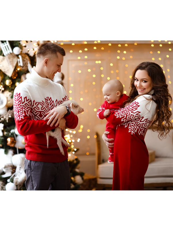 Christmas Parenting Men's Women's Children's Jacquard Sweater – back view