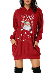 Weihnachtsmann-Hoodie-Kleid mit Weihnachtsmann-Print 