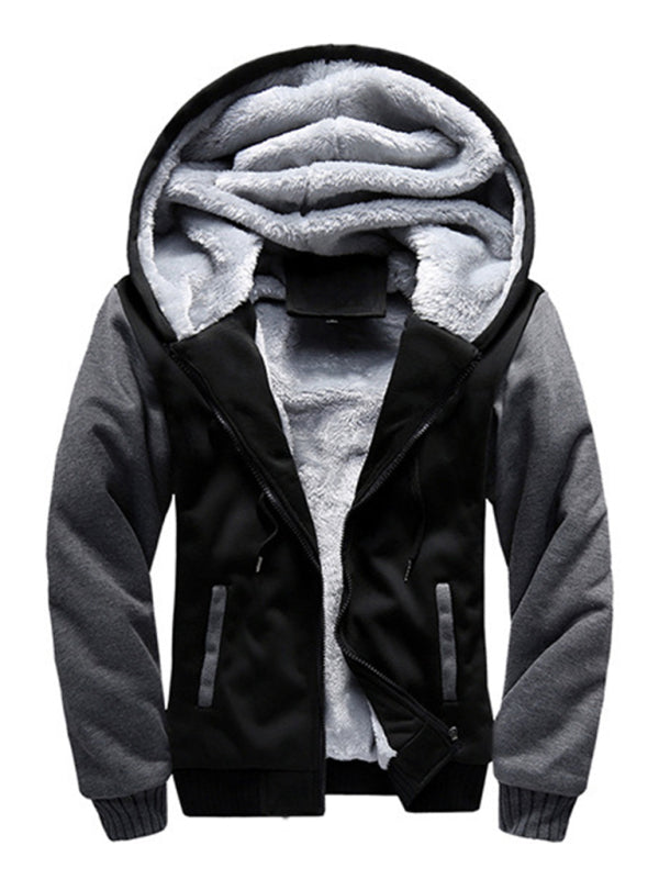 Men's Sweater Hooded Loose Sports Fleece Thickening Men's Coat – front view