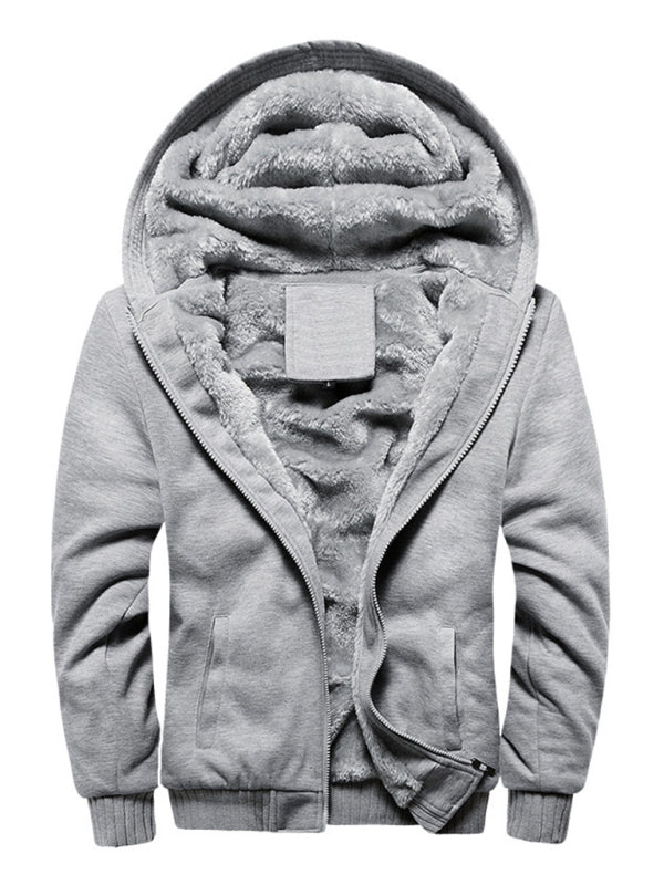 Men's Sweater Hooded Loose Sports Fleece Thickening Men's Coat – detail view