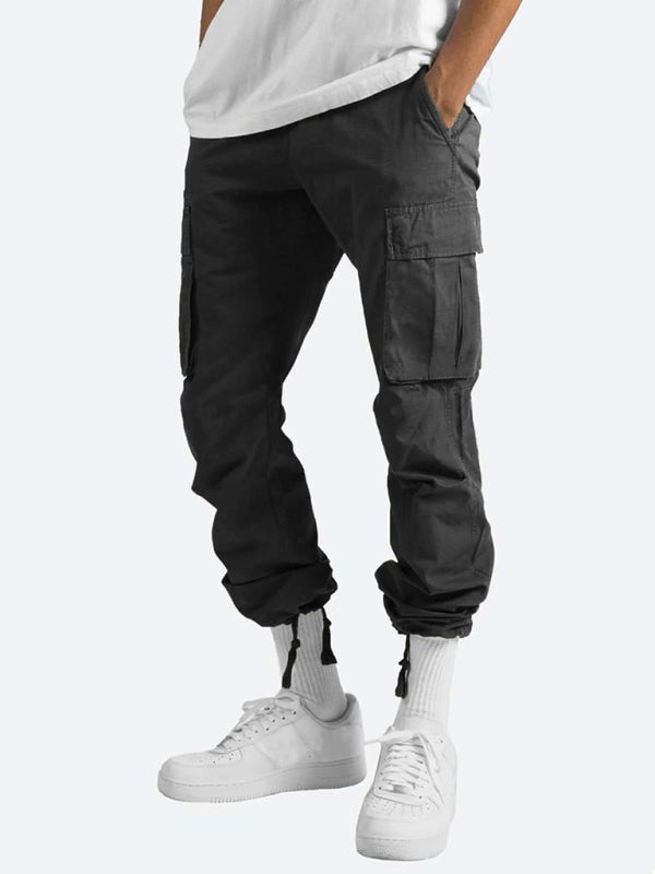 Men's Solid Color Cargo Pocket Casual Trousers