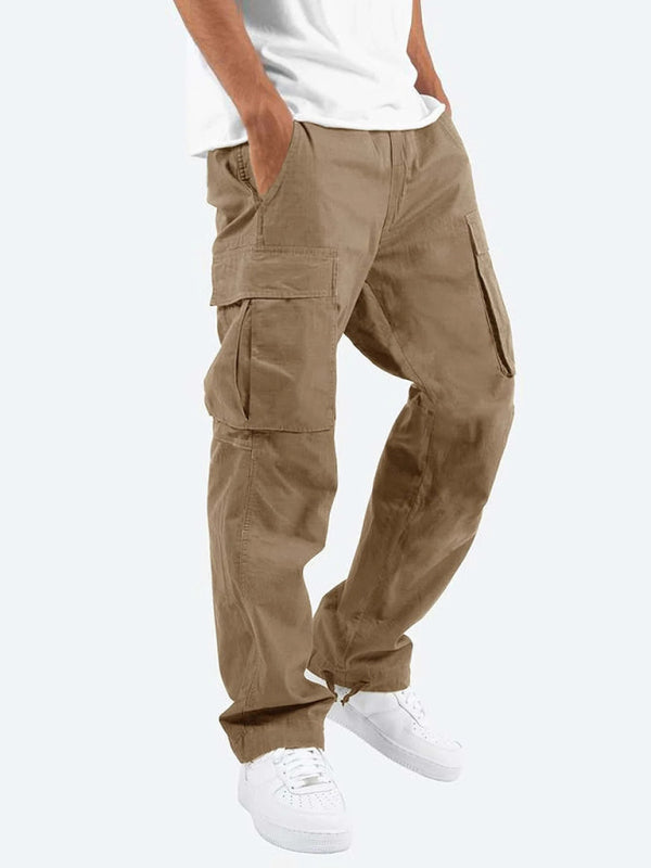 Men's Solid Color Cargo Pocket Casual Trousers