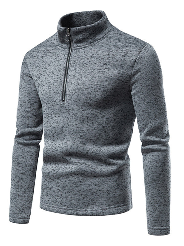 Men's solid color turtleneck zipper long sleeve sweatshirt