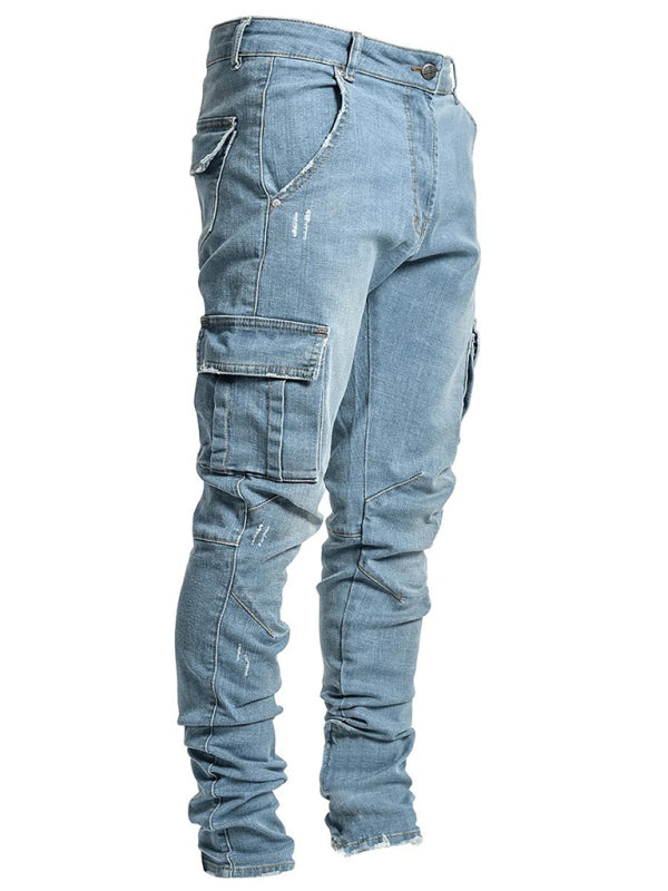 Jeans skinny pour homme avec poches latérales, style nouveau 