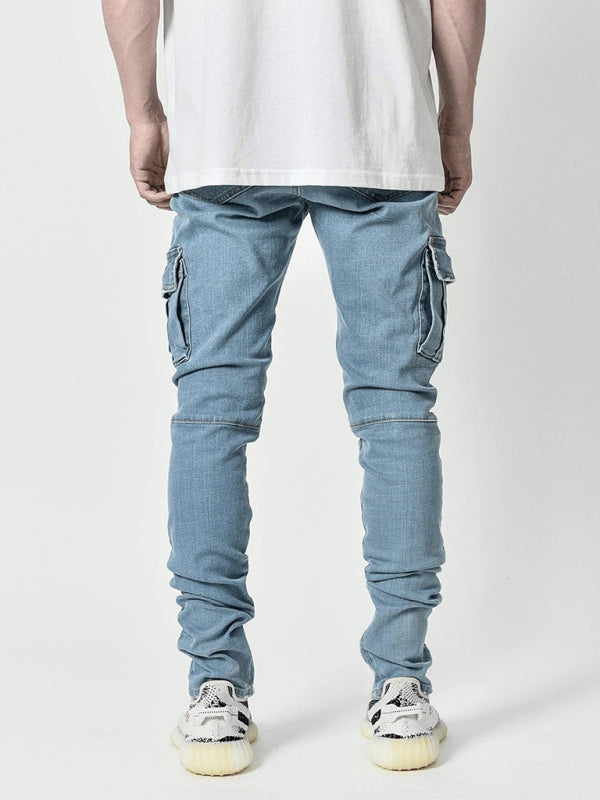 Jeans skinny pour homme avec poches latérales, style nouveau 