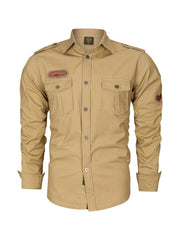 chemise à manches longues en coton style militaire pour homme 