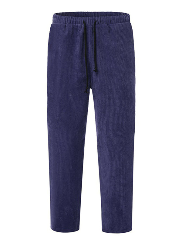 New Men's Corduroy Loose Casual Straight Cropped Pants – texture view