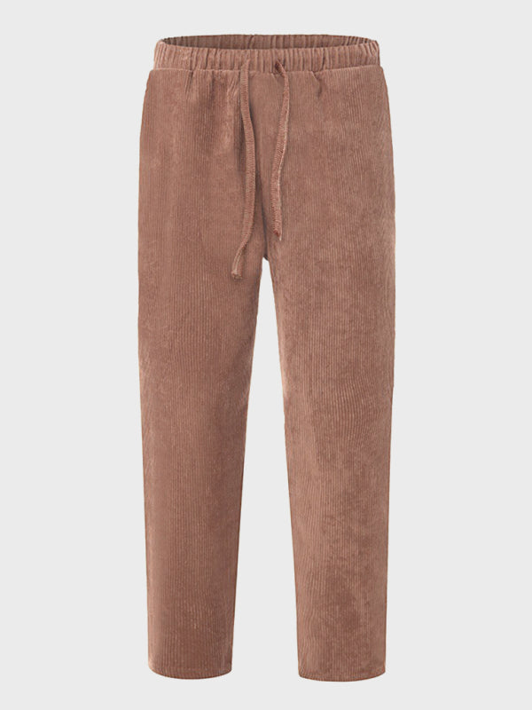 New Men's Corduroy Loose Casual Straight Cropped Pants – side view