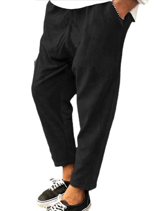 New Men's Corduroy Loose Casual Straight Cropped Pants – outfit view
