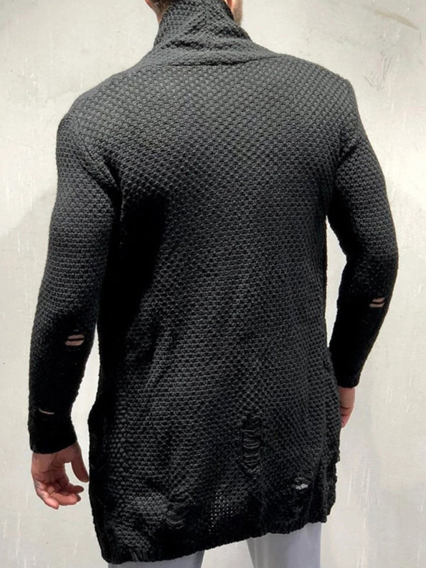 Einfarbige, mittellange, locker sitzende Strickjacke 
