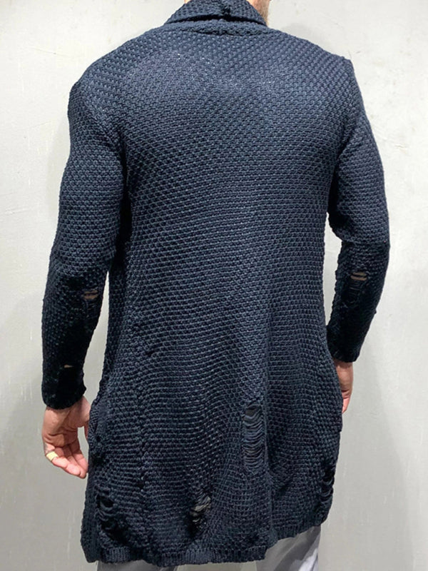 Einfarbige, mittellange, locker sitzende Strickjacke 