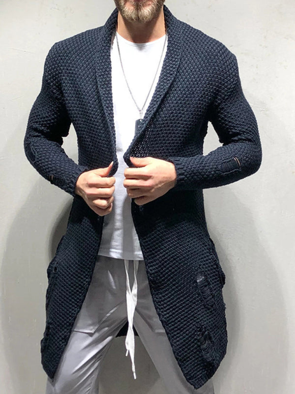 Einfarbige, mittellange, locker sitzende Strickjacke 