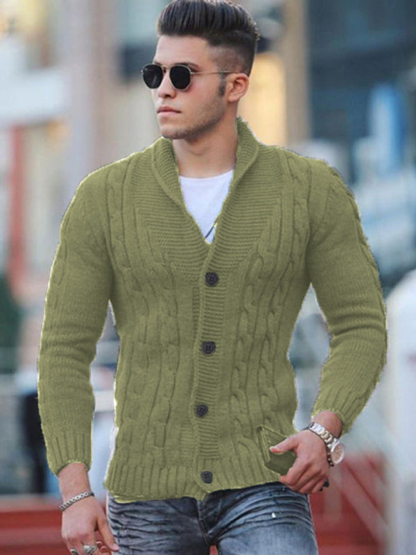 New Sweater Men's Knitted Cardigan Solid Color Slim Men's Jacket