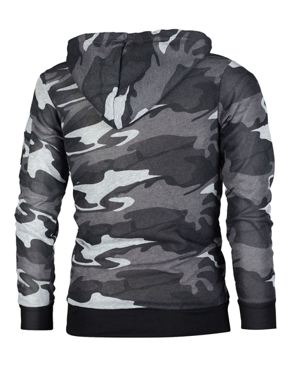 Langärmliger Kapuzenpullover mit Camouflage-Tasche für Herren 