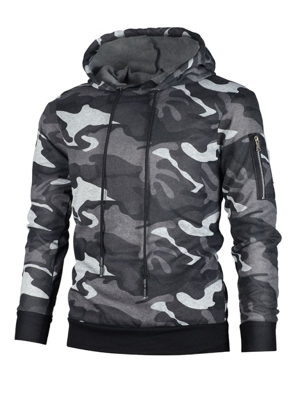 Langärmliger Kapuzenpullover mit Camouflage-Tasche für Herren 