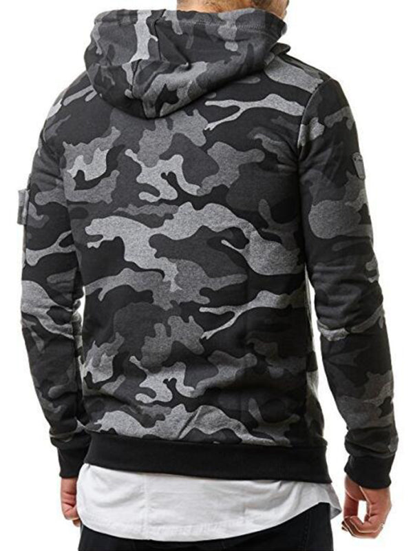 Langärmliger Kapuzenpullover mit Camouflage-Tasche für Herren 