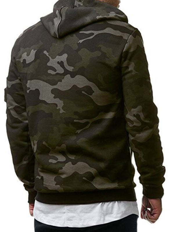 Langärmliger Kapuzenpullover mit Camouflage-Tasche für Herren 