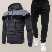 Herren-Langarm-Kapuzenpullover-Sets mit Farbblock-Design 