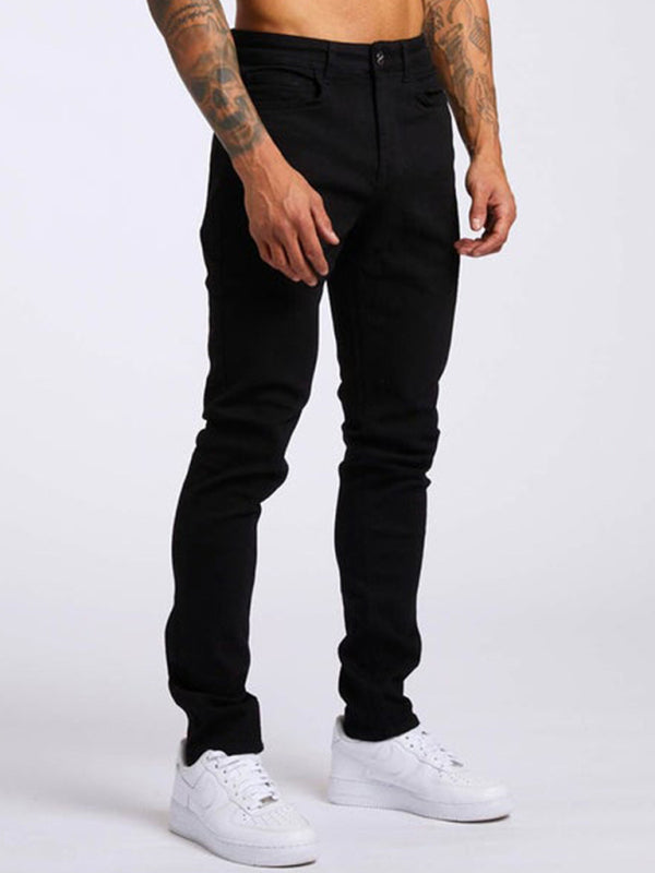 Men's solid slim fit basic skinny jeans