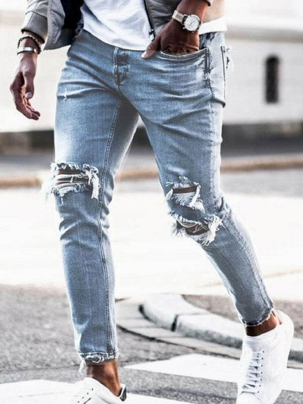 Lässige, zerrissene Herren-Jeans im Bleistift-Design 